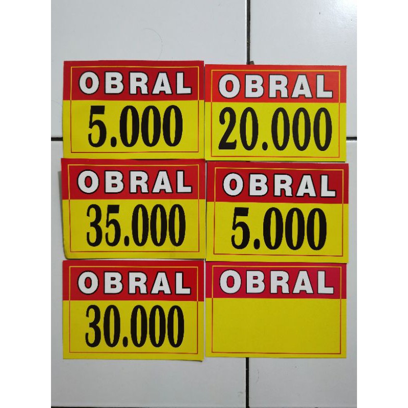 

Kertas Obral Harga / Kertas Tulisan Harga Bandrol / Name Tag Harga Jualan / Kertas Obral Harga Jualan