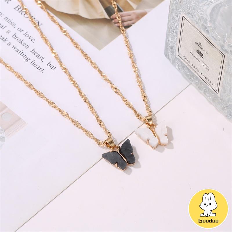 Korean Fashion Kalung Kupu-kupu Kalung Rantai Wanita Aesthetic Butterfly Necklace Anting -Doo