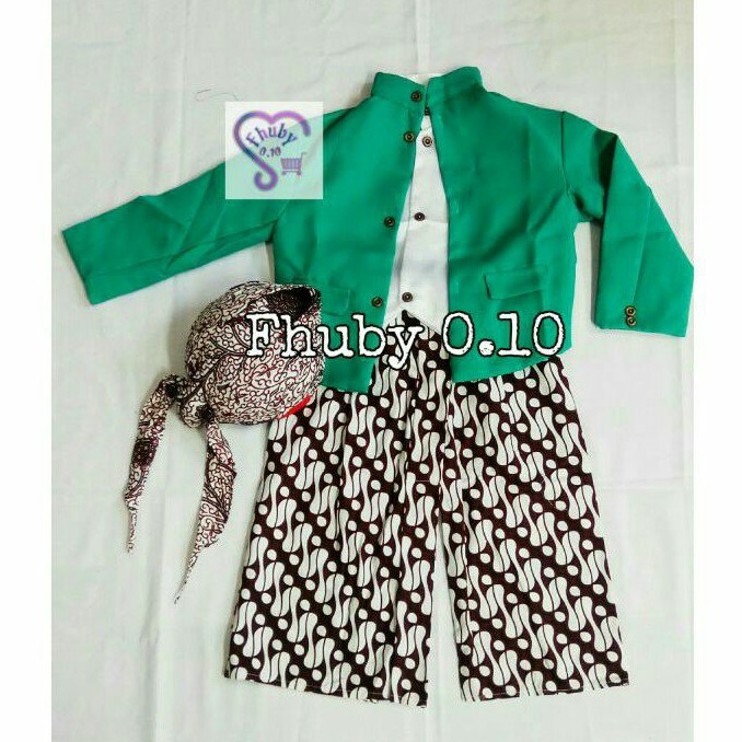 Set Beskap Hewes OVJ Anak / Beskap+Celana Batik Putih+Blangkon Jogja