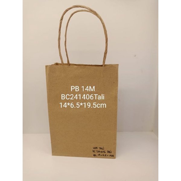 

PB 25pcs Paperbag SOS Brown M 14x6x19cm + tali