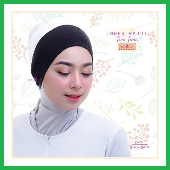 Bandana Rajut Dua Warna / Inner Rajut Polos Two Tone/ Daleman Hijab Rajut Anti Pusing 2 Warna Anpus