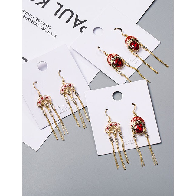 LRC Anting Gantung Fashion Asymmetrical Tassel Earring F5847X