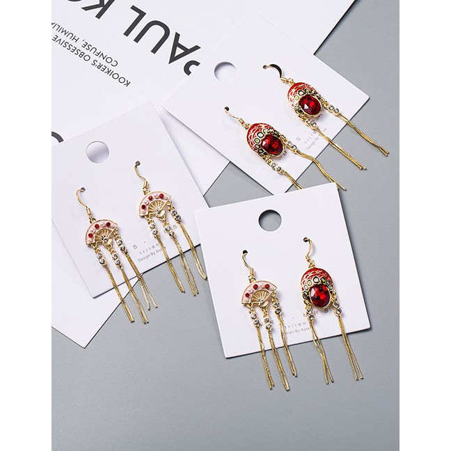 LRC Anting Gantung Fashion Asymmetrical Tassel Earring F5847X