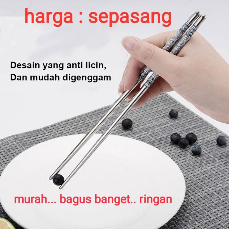 Sumpit Stainless Sumpit Korea Stainles Peralatan Makan Alat Makan