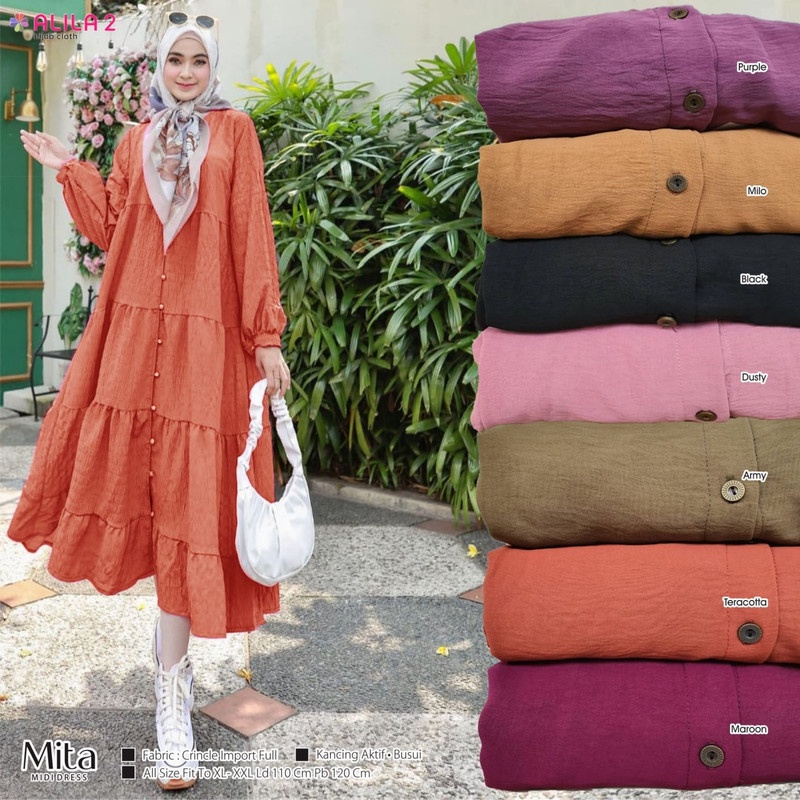 MITA MIDI DRESS BY ALILA | BAJU SYARI FASHION MUSLIM | GAMIS WANITA MUSLIM