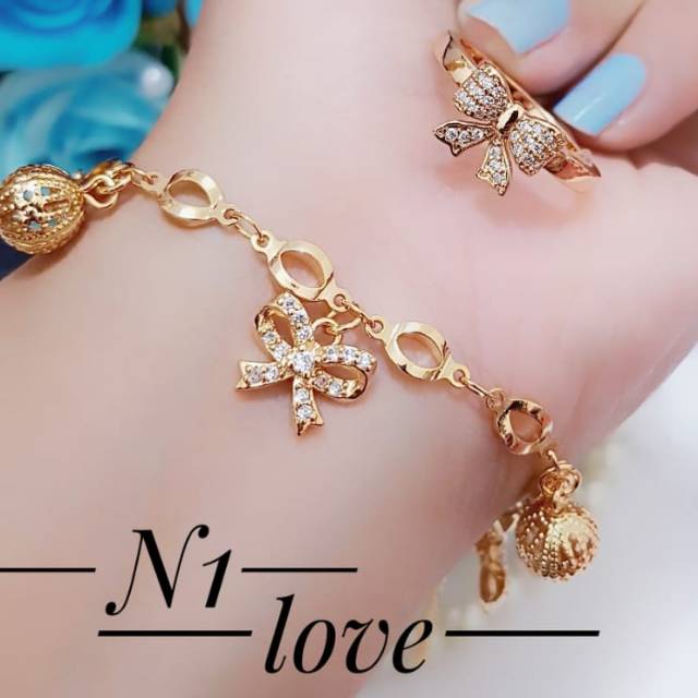 Xuping set gelang  pita plus cincin 24k Shopee Indonesia