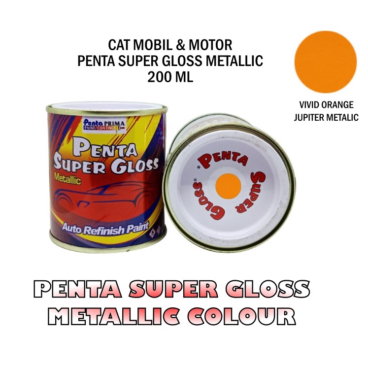 CAT PENTA VIVID ORANGE JUPITER 23017 200 gram - cat penta oren - cat penta super gloss oren - cat motor oren - cat mobil