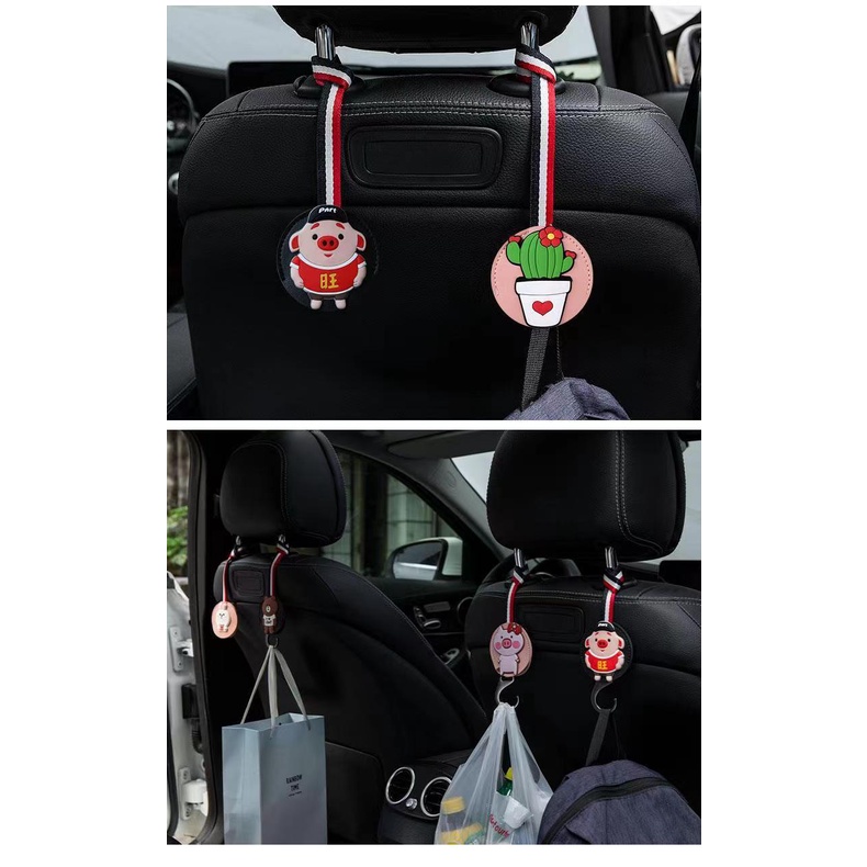 Kait Gantung Belakang Jok Mobil invisible Bahan suede Motif Kartun