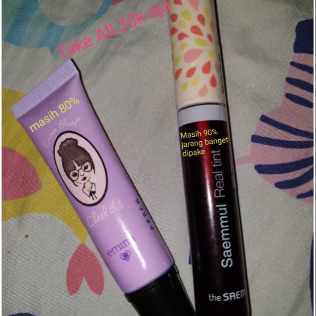 [PRELOVED] Emina Checklit Peach dan Liptint The Saemul