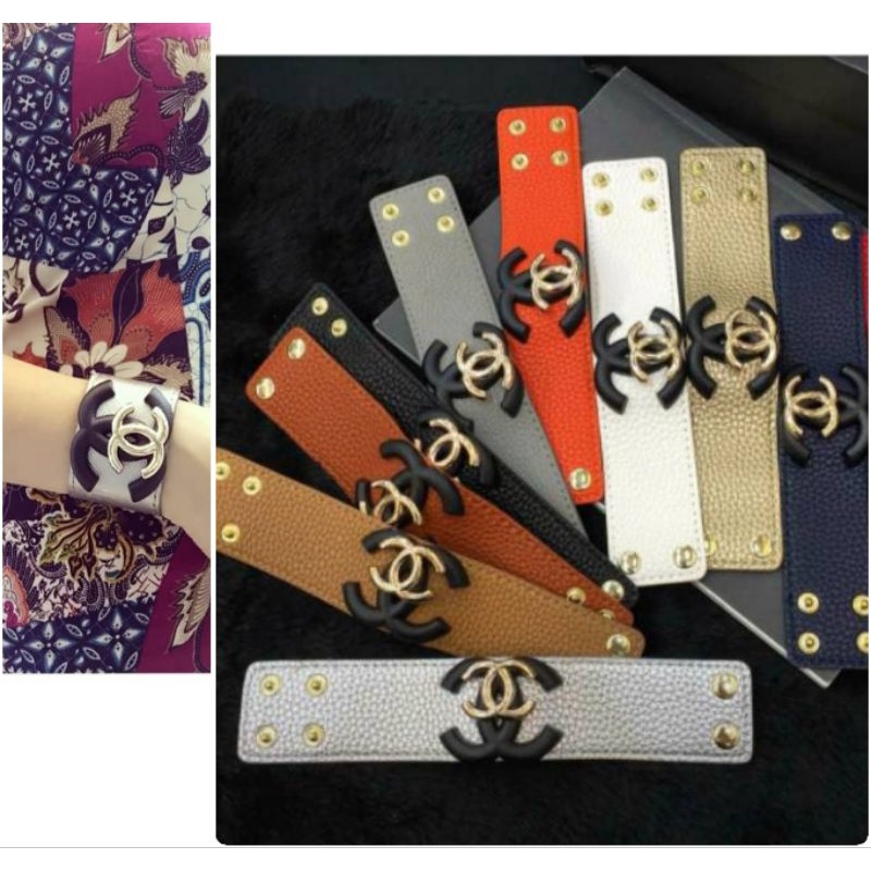 Gelang channel Kulit import bahan kulit Gelang Branded Band Fashion import Premium Quality