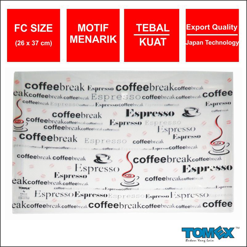 

TOMEX Map Plastik Kancing / Data Bag / Document Bag Horizontal Motif ESPRESSO Folio Isi 6 Pcs