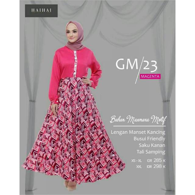 HAIHAI GAMIS SATIN GM 23 PINK / BIRU