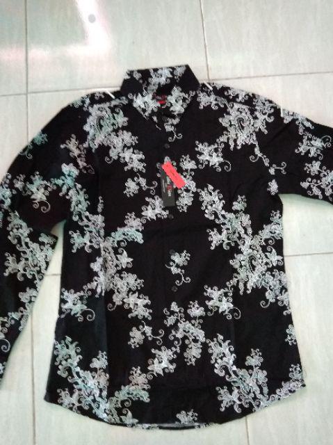 Odza Baju Kemeja Batik Slim Fit Pria Kasual Lengan Panjang