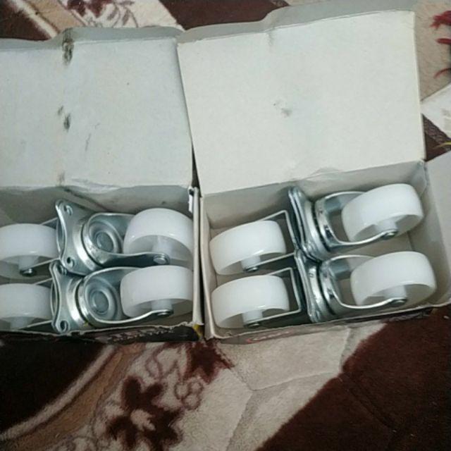 Roda Gepeng 2 Inch Nilon Lemari Troli Etalase Kursi Sofa Meja Putih Nylon Casters