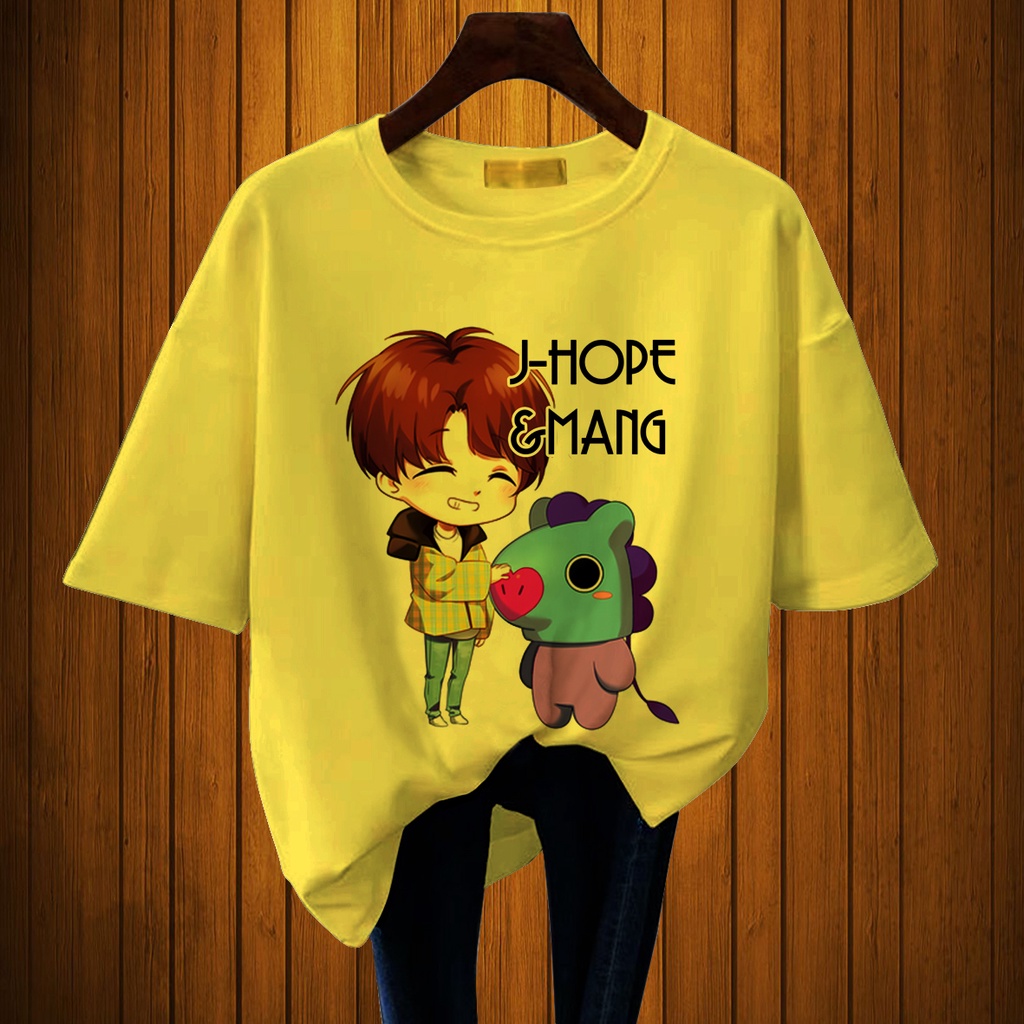 CALVIERO SHOP - BAJU KAOS WANITA DEWASA PRINT CASUAL JHOPE AND MANG