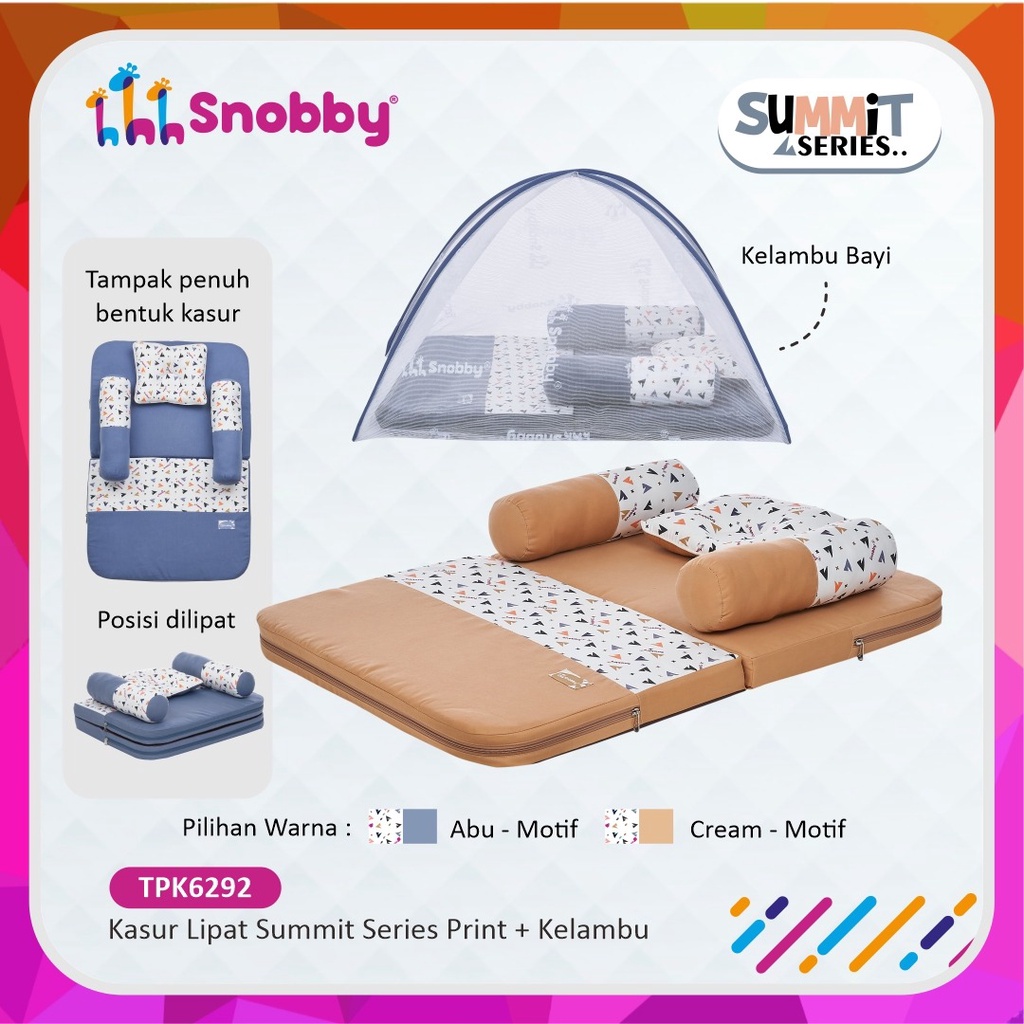 [2 kg] Snobby Kasur Bayi Lipat  + Kelambu Print Summit Series - TPK 6292