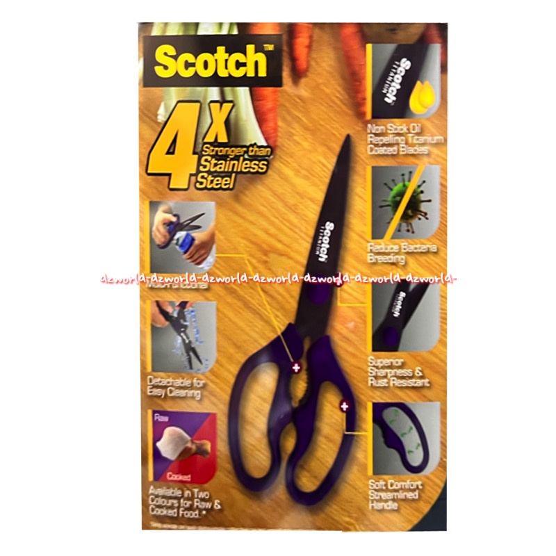 Scotch Tittanium Kitchen Scissors Gunting Dapur Untuk Potong Ayam 3M Anti Bakteri Superior Sharpress Roat Resistant Skotch Scissors