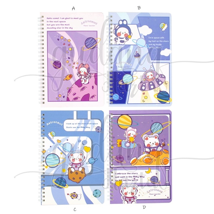 

GCC Notebook A5 Spiral Astro Bear Buku Motif Astronot Simple GCC 308297
