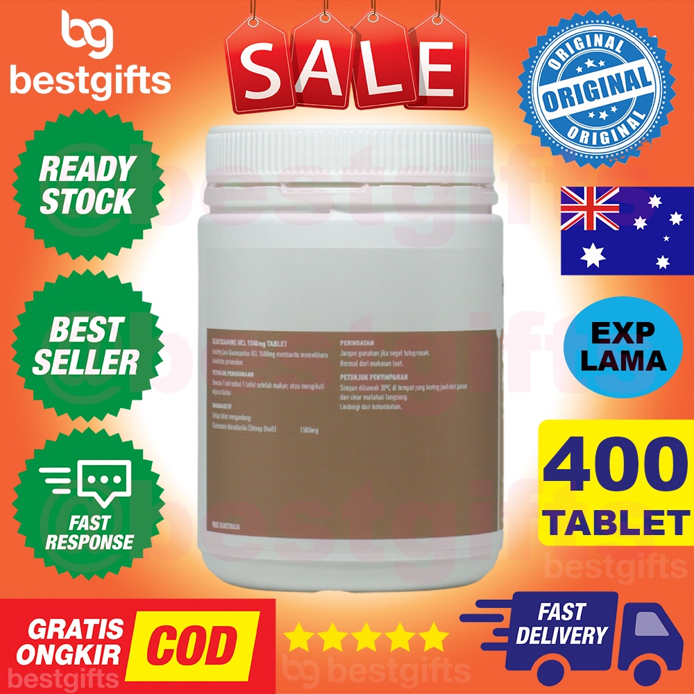 HEALTHY CARE AUSTRALIA GLUCOSAMINE HCL 1500 MG VITAMIN GLUKOSAMIN RADANG SENDI TULANG 400 TABLET