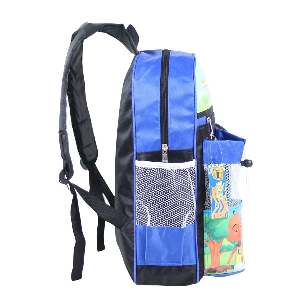 Tas Kartun Tas Gendong Anak Karakter Upin Ipin Warna Biru Backpack Mini Plus Botol Keren