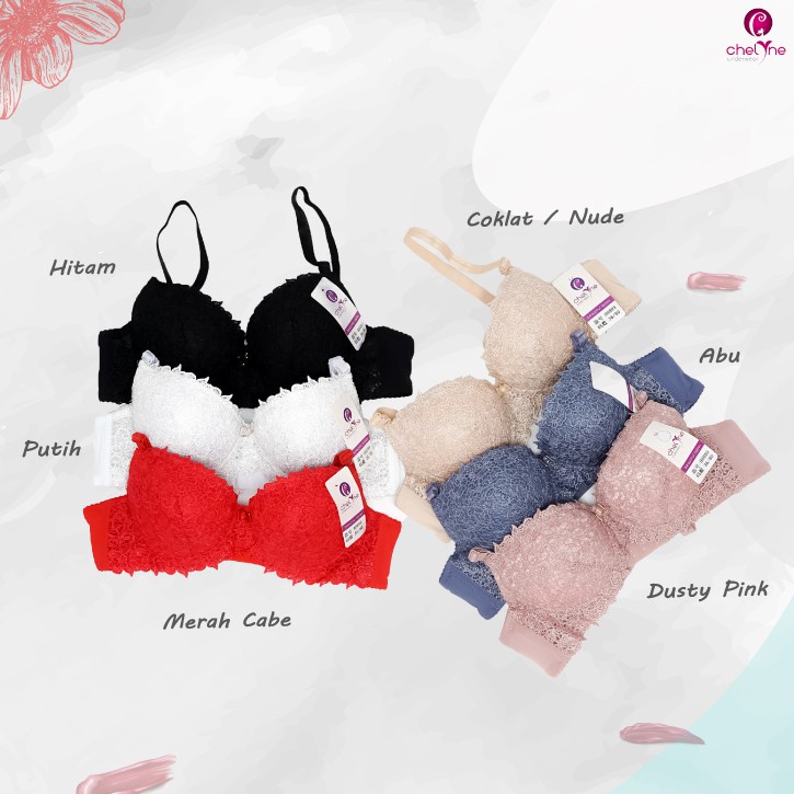 BH Chelyne B8899 Full Brukat Push-Up-Bra Dengan Kawat Penyanggah