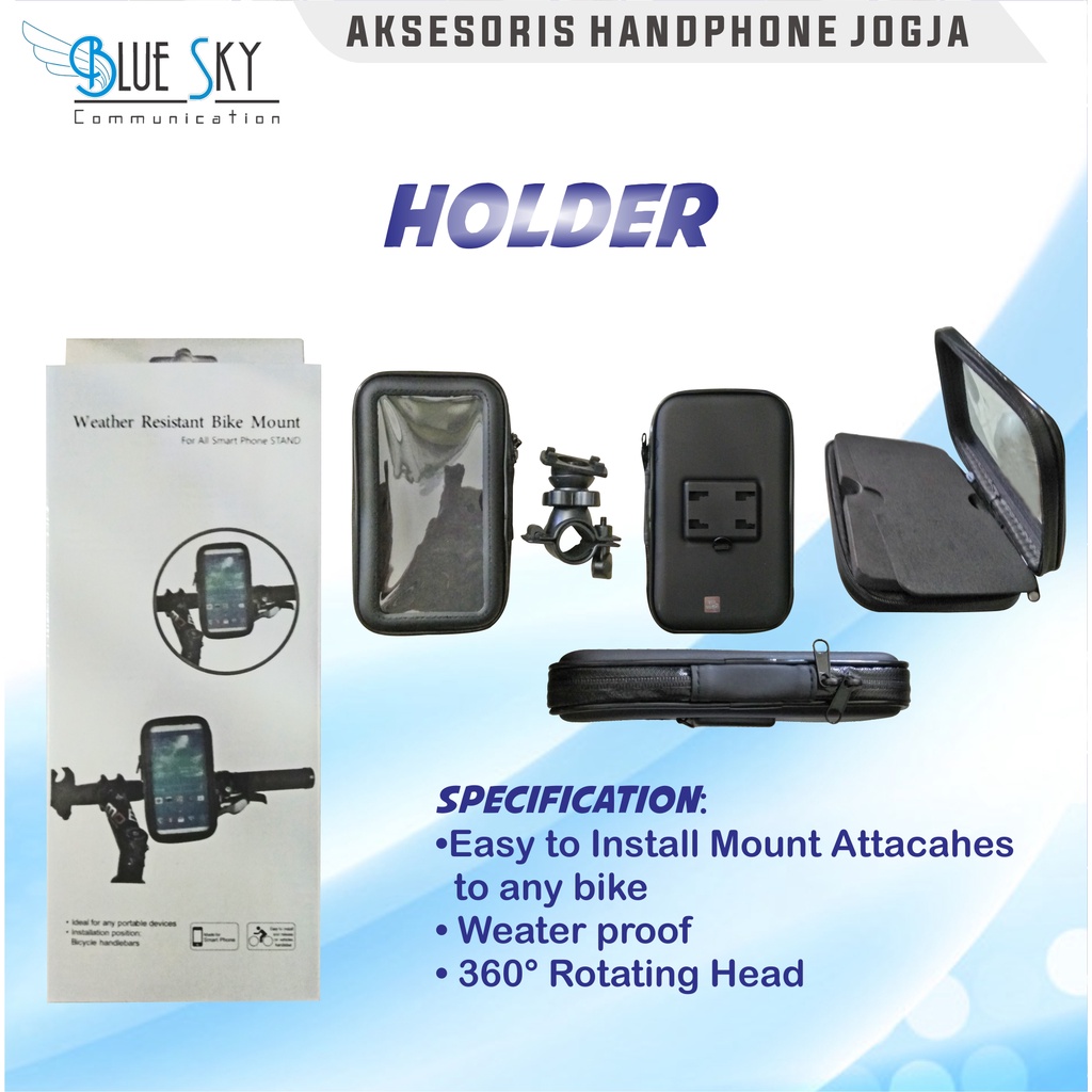 HOLDER MOTOR WATERPROOF STANG SEPEDA SEKUTER WATERPROOF TAHAN AIR