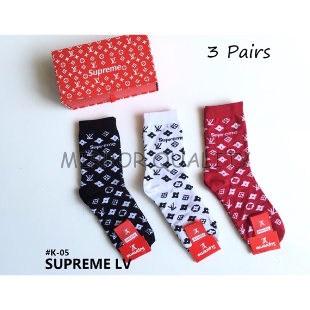 Kaos kaki Supreme LV panjang super quality mirror 1:1 original cwo/cwe import