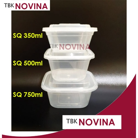 [ECER ]Thinwall 350ml / 500ml / 750 SQUARE KOTAK KECIL food container box tempat makan plastik rectangle