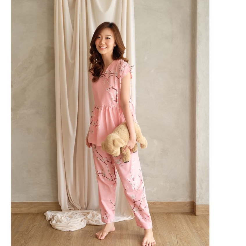 Peplum Pajamas Set - Atasan Celana Baju Tidur Setelan Wanita