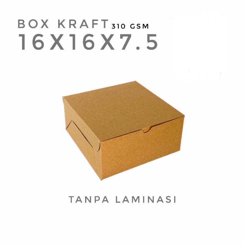 

Box Kraft / Dus Coklat Packaging Souvenir Baju Kotak Kado Kue Cake Snack Hampers 16x16x7.5