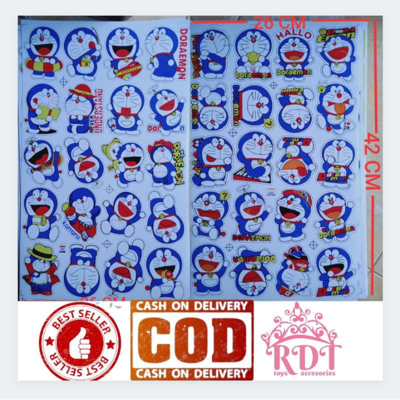 

Stiker lembaran ukuran 26x42cm motif Doraemon isi 20 stiker