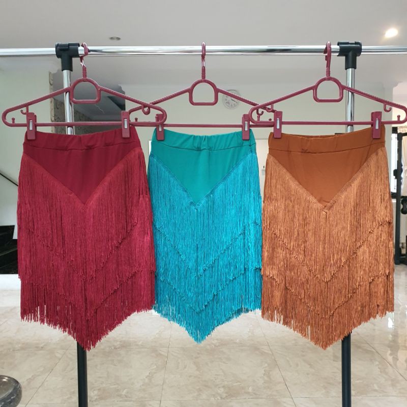 ROK RUMBAI FLARE SKIRT DANSA LINE DANCE KOSTUM PAKAIAN SENAM TARI OLAHRAGA WANITA V PJ