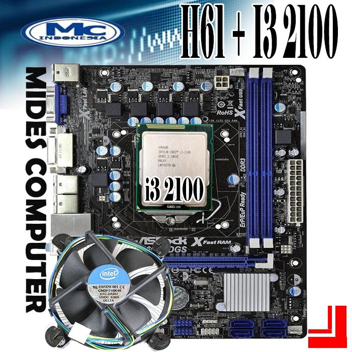 MOBO 1155 H61 ASROCK + Processor i3 2100 + FAN