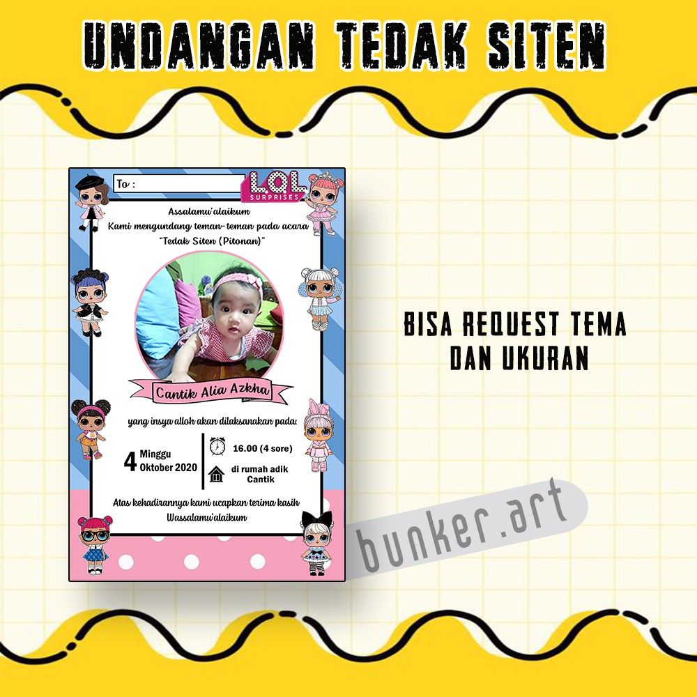 UNDANGAN TEDAK SITEN/ UNDANGAN ULTAH ANAK/ UNDANGAN KEKINIAN/ UNDANGAN STIKER