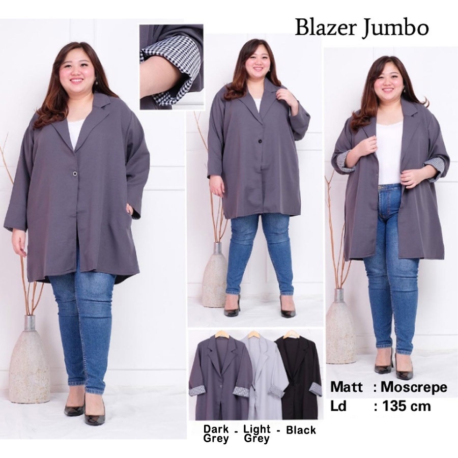 Blazer Jumbo Bigsize LD 130cm LD 135cm jumbo outer wanita Allsize fit wanita ukuran 2XL 3XL 4XL 4L C