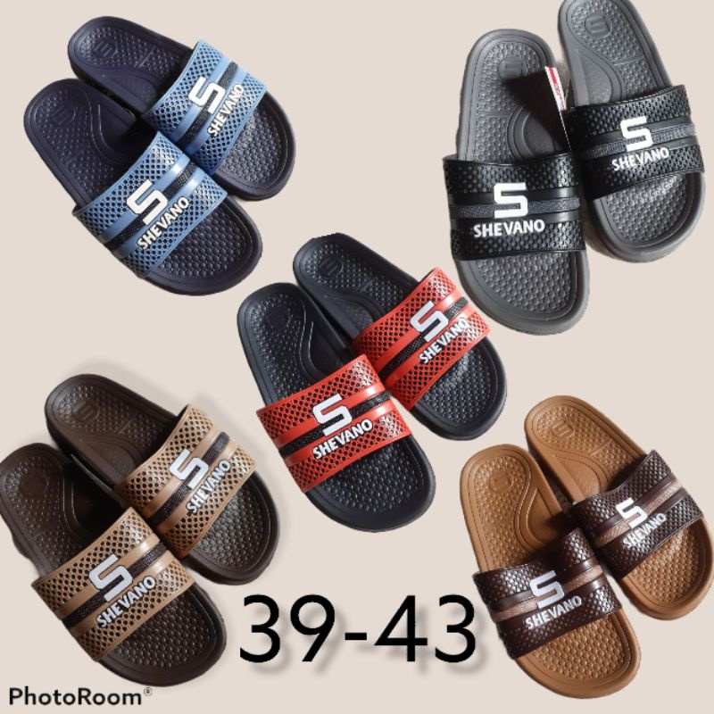 SANDAL SHEVANO PRIA LAKI LAKI KARET SLOP JAPIT UKURAN 39-43