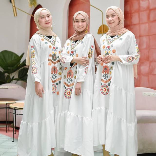 RAMADHANI WHITE BLACK DRESS GIRLS