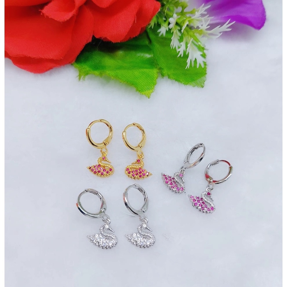 Anting xuping permata merah&amp;putih  lapis emas