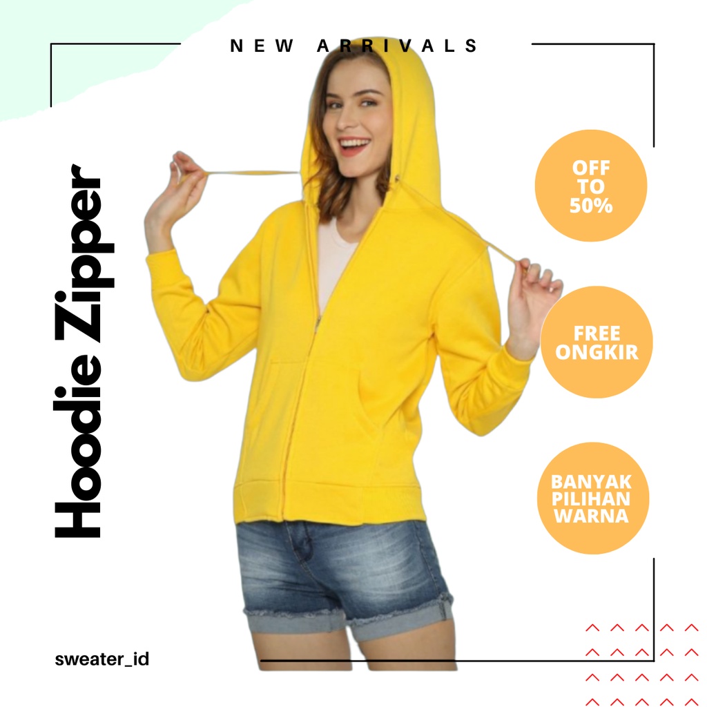 SWEATER_ID Hoodie Zipper Kuning Polos Unisex Hudie Sweeter Hodie Switer