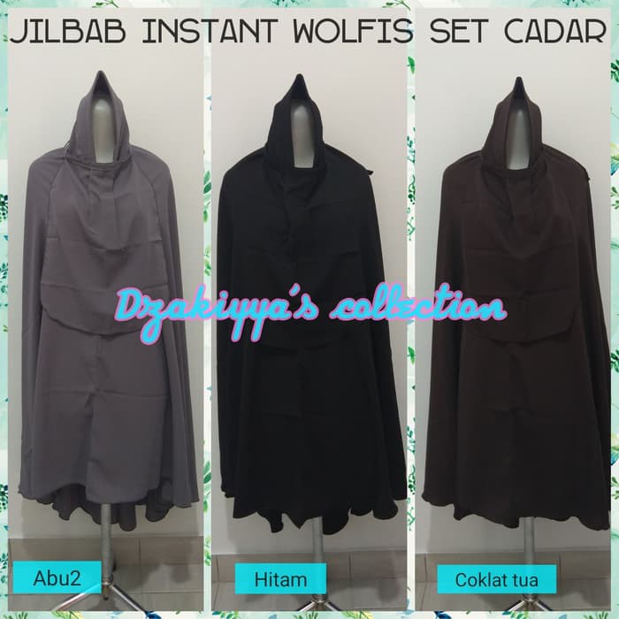 Jilbab instant wolfis set cadar /jilbab jumbo /bergo syari