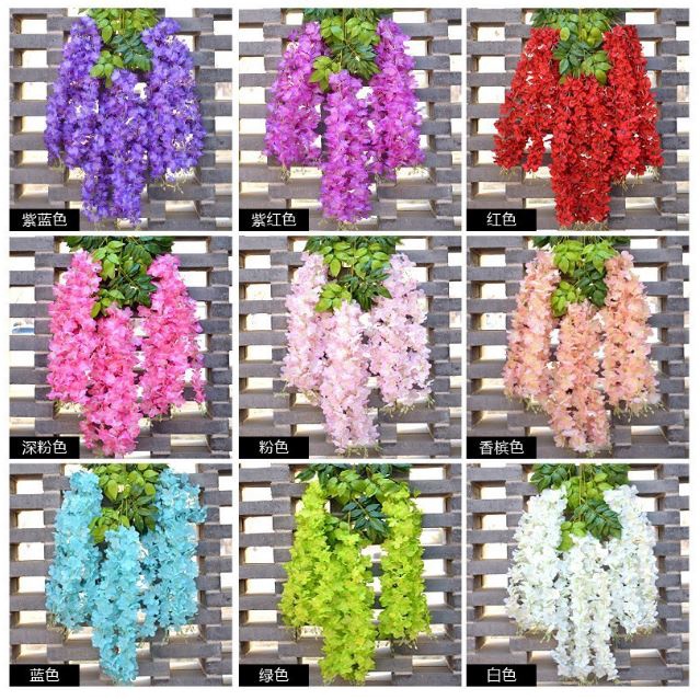 Wisteria Jumbo Daun Rambat Plastik Dekorasi Lamaran Bunga Artificial Wisteria Tanaman KB37