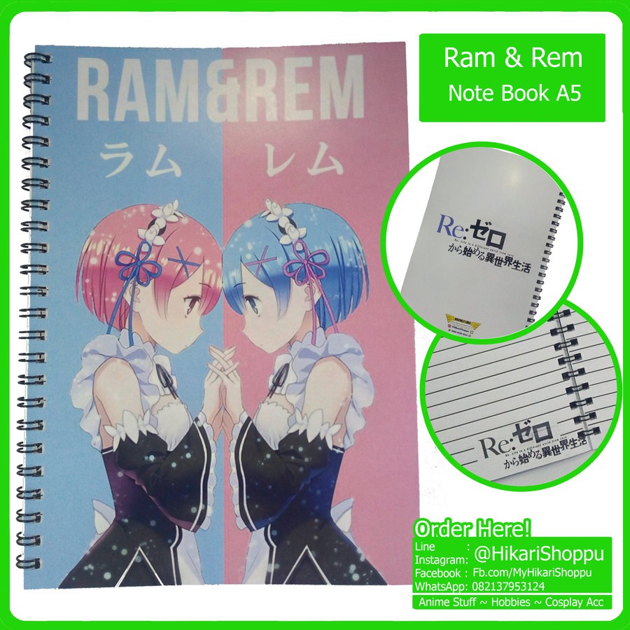 

Note Book Anime Ram Rem Re Zero A5