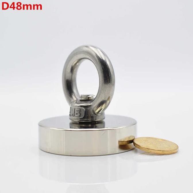 GS8 Magnet Super Kuat Beban 50-100 kg 160 kg  Neo Dymium Strong Neodymium Magnet Model Bulat 48Mm 50-100Kg Tn6  Silver