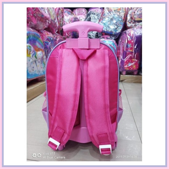 Tas Ransel Sekolah Troli Roda Koper Dorong Anak Perempuan Frozen Biru Tas Dorong Anak Paud Trolley B