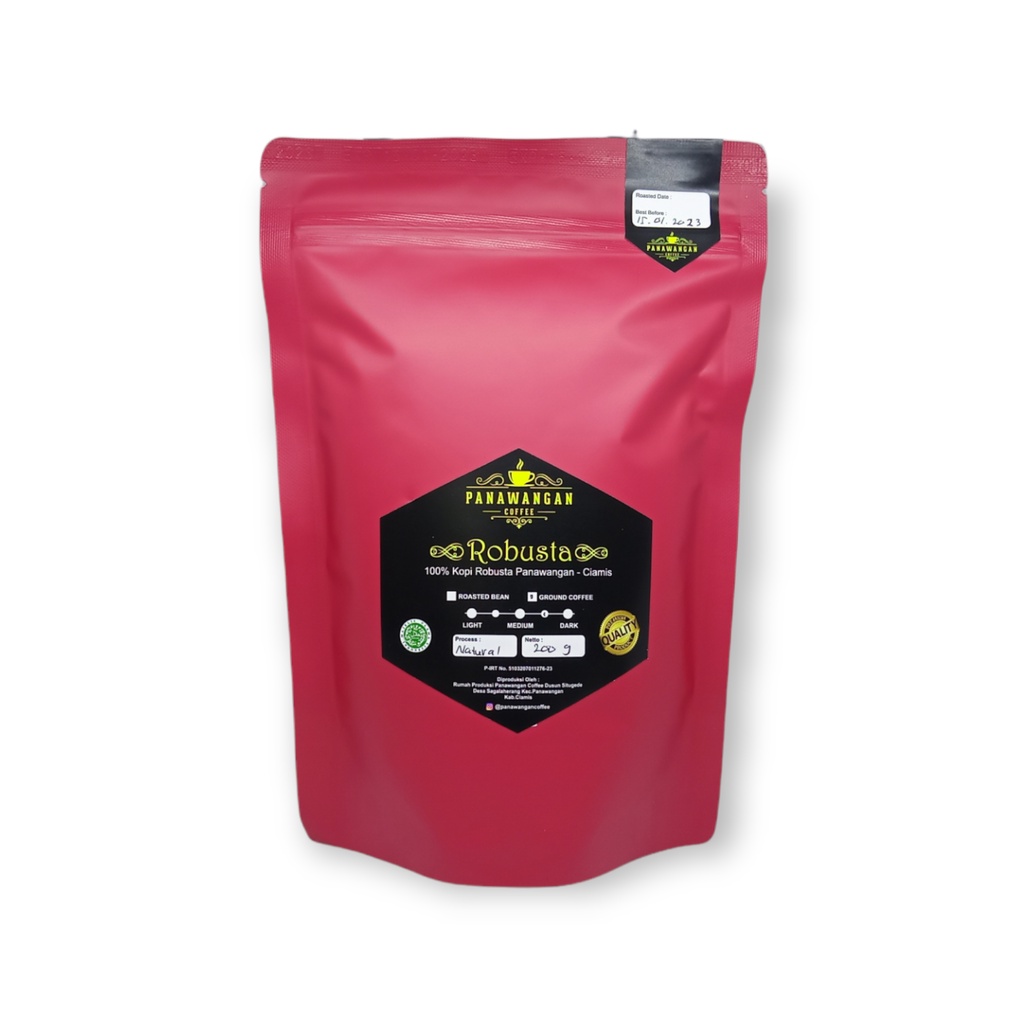 

Kopi Robusta Natural Bubuk Medium To Dark 200gr / Panawangan Coffee