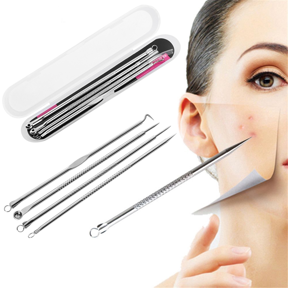 Komedo, jerawat dan set jarum komedo Set jerawat stainless steel    Acne removal needle set