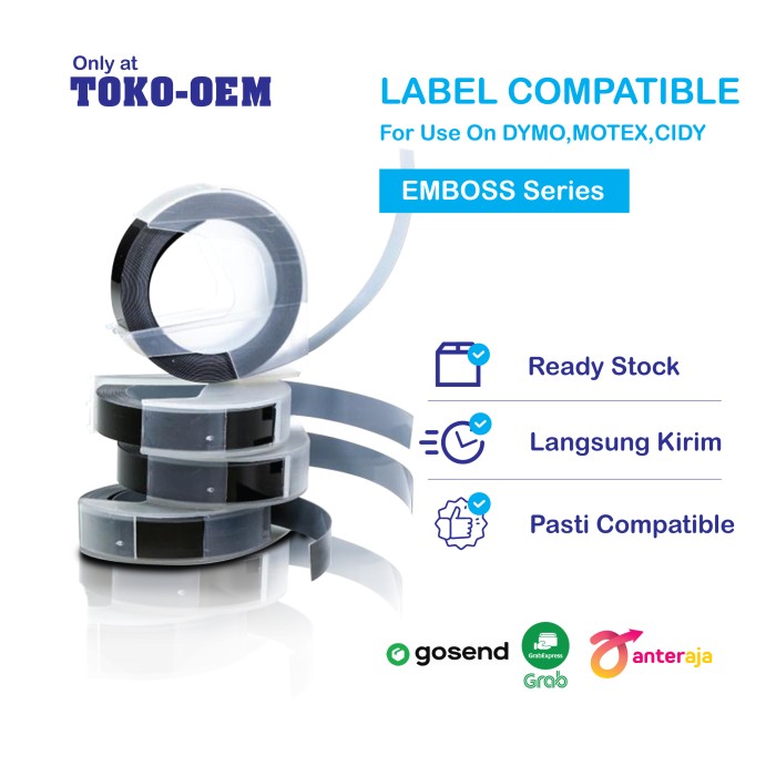 

Utrs0e4 Label Dymo Emboss Black 9Mm Panjang 3Meter As71S0D