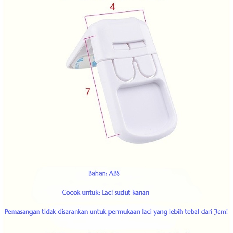 Yamata Kunci Laci / Lock Drawer Pengaman Laci Lemari Meja Bayi Baby Safety / Kunci Pengaman Pintu / Kunci Plastik / Kunci Pengaman