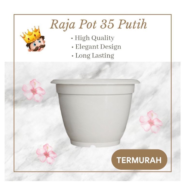 Pot Bunga Putih 35 Strawberry | Pot Tanaman Plastik Besar