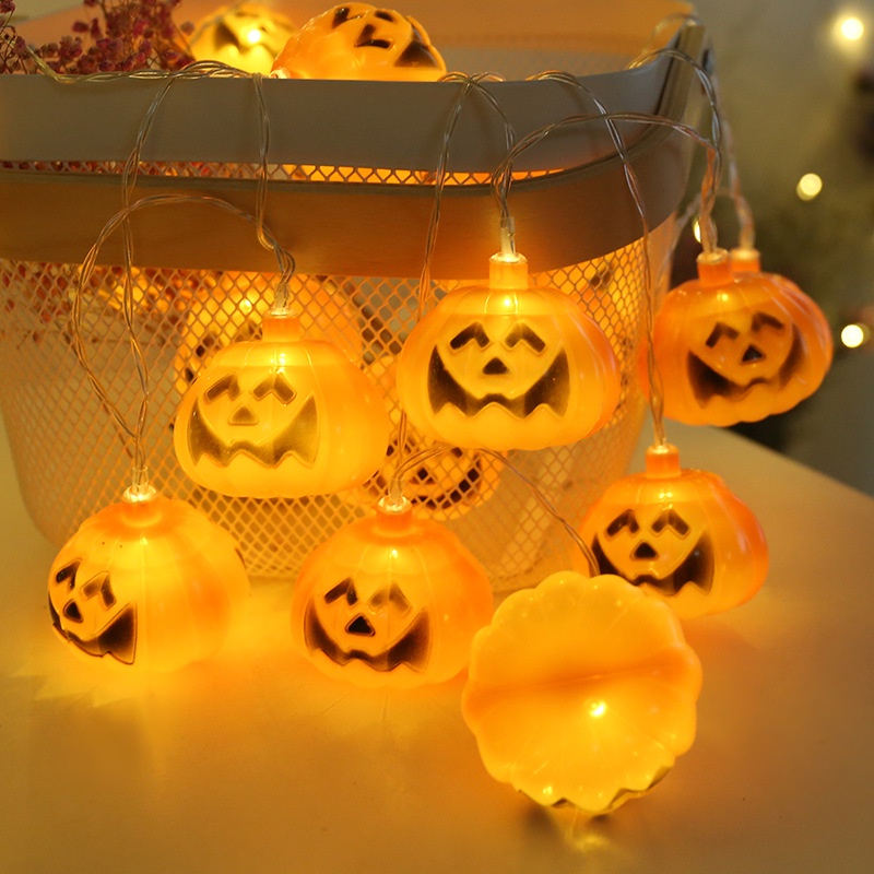 Lampu String LED Bentuk Labu Halloween Tenaga Baterai Untuk Dekorasi Paskah